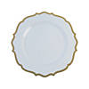 Premium White Plastic Dinner Plates with Ornate Gold Trim - 20 Ct. Image 1