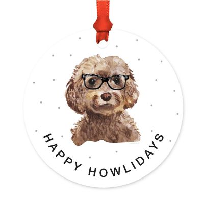 Preppy Dog Metal Ornament Brown Cockapoo Image 1