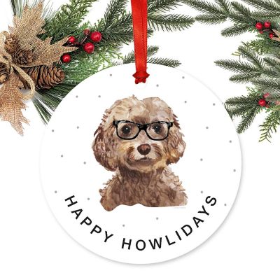 Preppy Dog Metal Ornament Brown Cockapoo Image 1