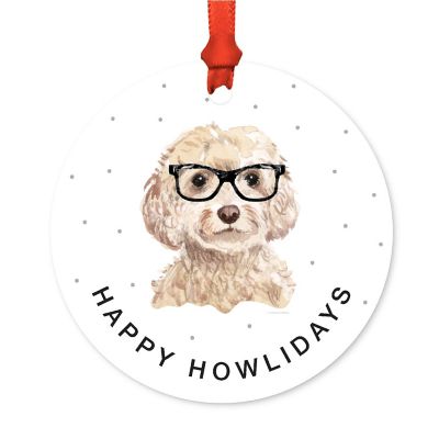Preppy Metal Ornament Champagne Cockapoo Image 2