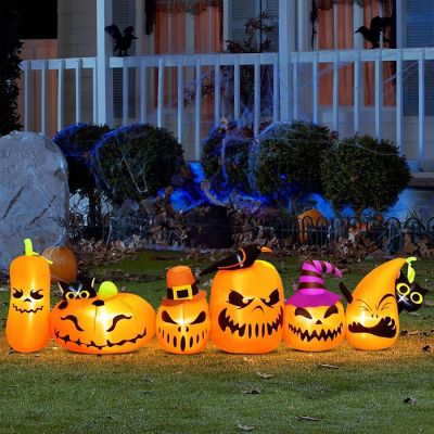 Presence - 7ft Long Halloween Inflatable Horizontal Pumpkins Row Image 1