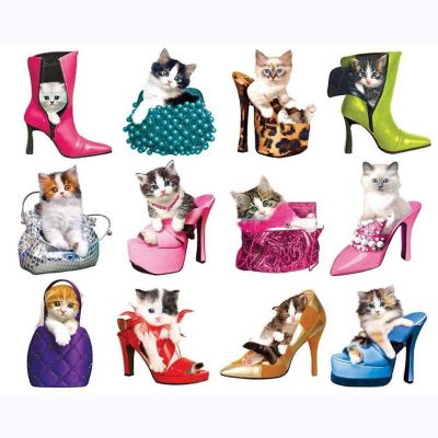 Pretty Kitties  12 Mini Shaped Jigsaw Puzzles  500 Color Coded Pieces Image 1