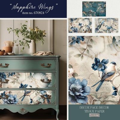 Prima Re-Design Decoupage Decor Tissue Paper-Sapphire Wings Image 2
