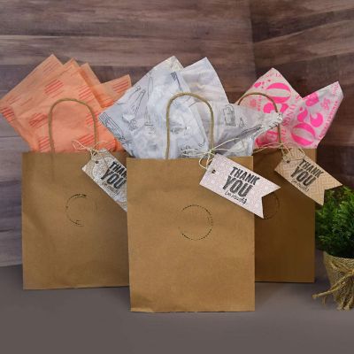 Prime Line Packaging 10x5x13 Inch Medium Brown Paper Bags with Handles, Gift Bags Bulk 50 Pack Image 1