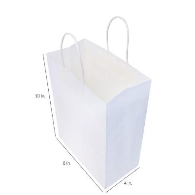 Prime Line Packaging 10x5x13 Inch Medium White Gift Bags with Handles, Kraft Paper Bags Bulk 50 Pack Image 2