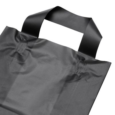 Prime Line Packaging 16x6x12 Inch Frosted Black Plastic Bags with Handles, Gift Bags Bulk 50 Pack Image 1