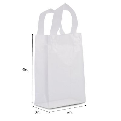 Prime Line Packaging 16x6x12 Inch Large Frosted White Plastic Bag with Handles, Gift Bags 100 Pack Image 1