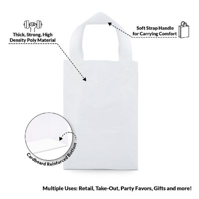 Prime Line Packaging 16x6x12 Inch Large Frosted White Plastic Bag with Handles, Gift Bags 100 Pack Image 2