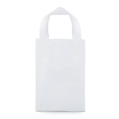 Prime Line Packaging 16x6x12 Inch Large Frosted White Plastic Bag with Handles, Gift Bags 100 Pack Image 3