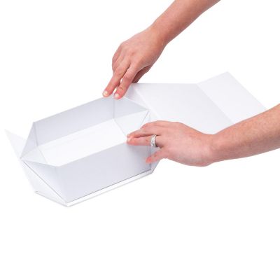Prime Line Packaging- White Collapsible Gift Boxes with Lid Closure for Birthday Parties 15 Pack 14x14x6 Image 1