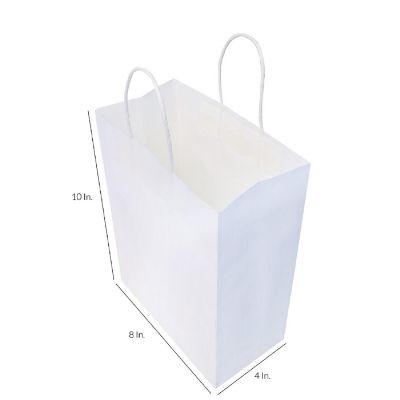 Prime Line Packaging White Gift Bags, Medium Gift Bags Bulk, Paper Bags with Handles 10x5x13 50 Pack Image 2
