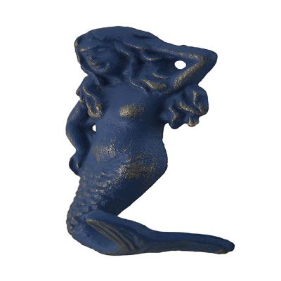 Privilege Set of 4 Blue Distressed Cast Iron Mermaids Decorative Wall Hook Set Image 1