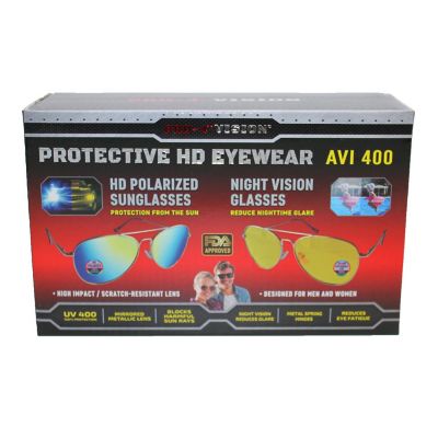 Pro-4 Tactical AVI 400 Series HD Protective Eyewear, Includes Pair of HD Polarized Sunglasses & Pair of Reduce Nighttime Glare Glasses Image 1