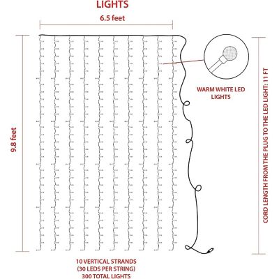 ProductWorks 18187 Light String, 2m x 3m, Warm White Berry, 300 Lights, 8 Function Image 3