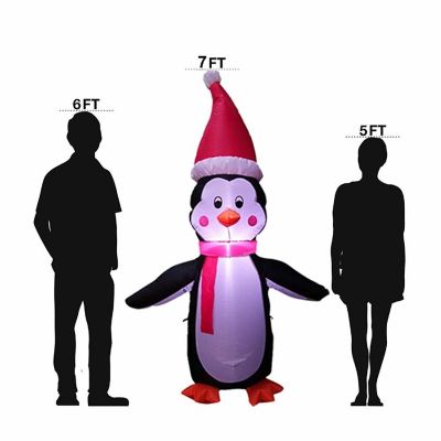 ProductWorks 7-Foot Candy Cane Lane Inflatable Penguin Outdoor Holiday Display Image 1