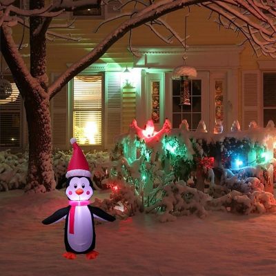 ProductWorks 7-Foot Candy Cane Lane Inflatable Penguin Outdoor Holiday Display Image 2