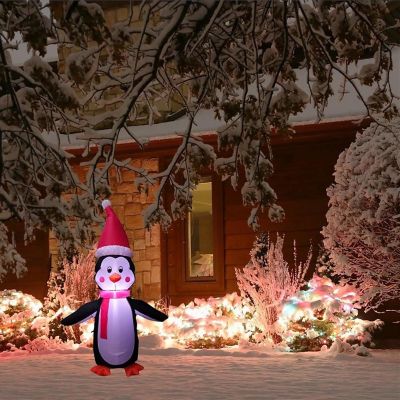 ProductWorks 7-Foot Candy Cane Lane Inflatable Penguin Outdoor Holiday Display Image 3