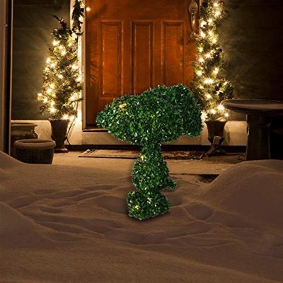ProductWorks Peanuts Snoopy Character Pre-Lit 30 LED Lights Artificial Outdoor Topiary Yard Decor- 24 Image 2