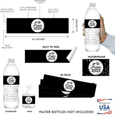 Prom Night Labels Black, 20 Pack Image 1