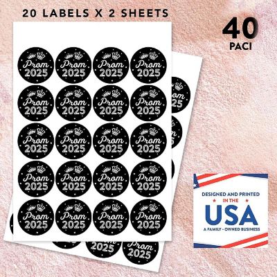 Prom Night Round Sticker Black, 40PC Image 2