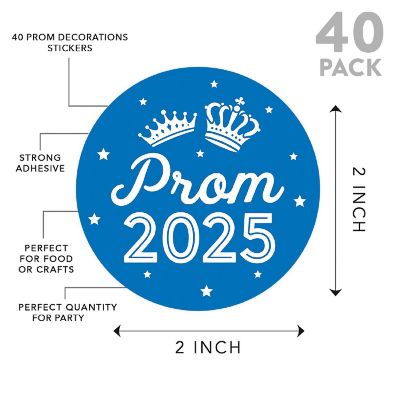 Prom Night Round Sticker Blue, 40PC Image 1