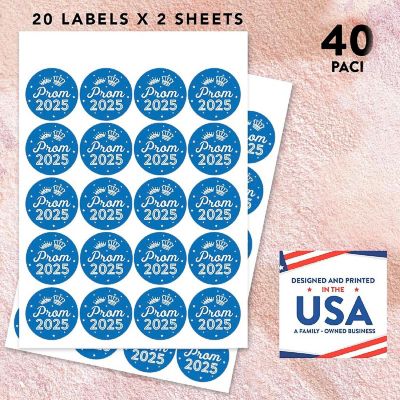 Prom Night Round Sticker Blue, 40PC Image 2