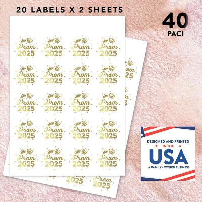 Prom Night Round Sticker Gold, 40PC Image 2