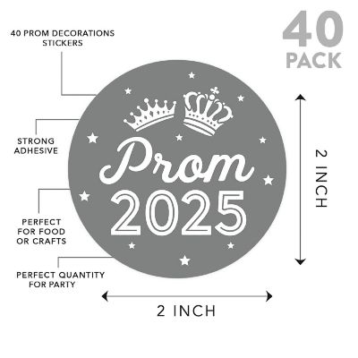Prom Night Round Sticker Gray, 40PC Image 1