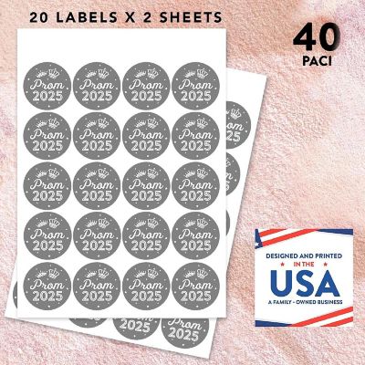 Prom Night Round Sticker Gray, 40PC Image 2