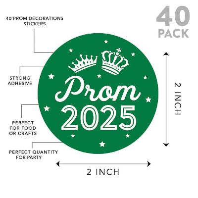 Prom Night Round Sticker Green, 40PC Image 1