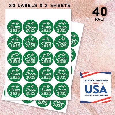 Prom Night Round Sticker Green, 40PC Image 2