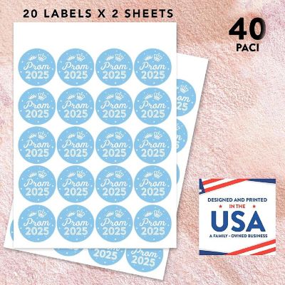 Prom Night Round Sticker Light Blue 40PC Image 2