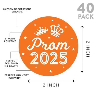 Prom Night Round Sticker Orange, 40PC Image 1