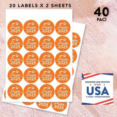 Prom Night Round Sticker Orange, 40PC Image 2