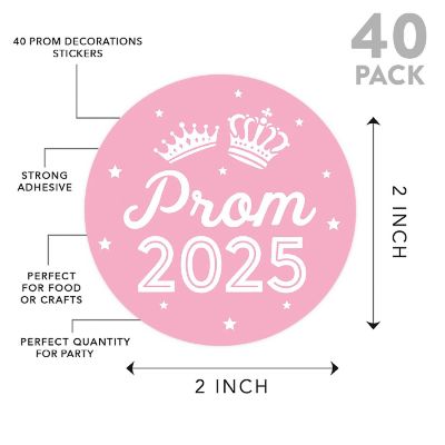 Prom Night Round Sticker Pink, 40PC Image 1