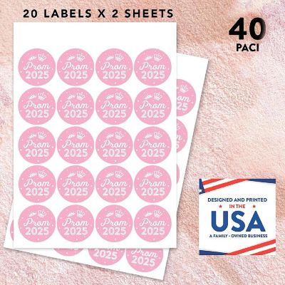 Prom Night Round Sticker Pink, 40PC Image 2