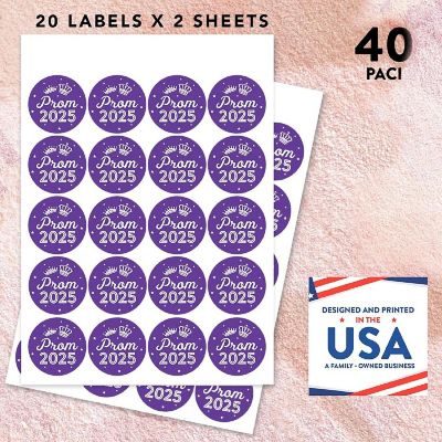 Prom Night Round Sticker Purple, 40PC Image 2