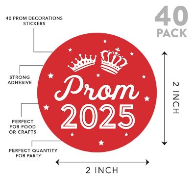 Prom Night Round Sticker Red, 40PC Image 1
