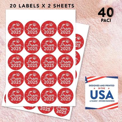 Prom Night Round Sticker Red, 40PC Image 2