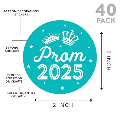 Prom Night Round Sticker Teal, 40PC Image 1