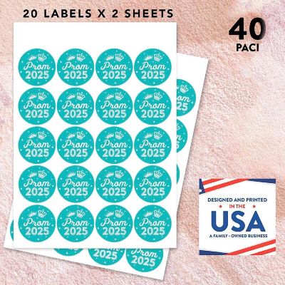 Prom Night Round Sticker Teal, 40PC Image 2