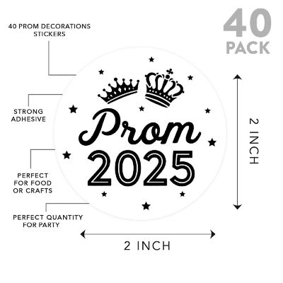Prom Night Round Sticker White, 40PC Image 1