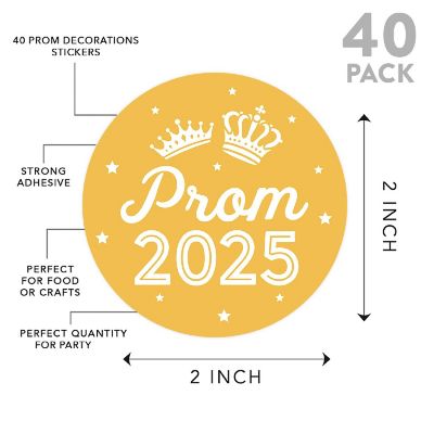 Prom Night Round Sticker Yellow, 40PC Image 1