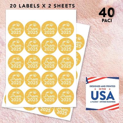 Prom Night Round Sticker Yellow, 40PC Image 2