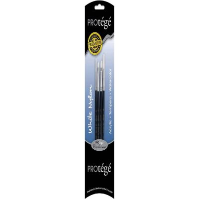 Protege Brush Set White Nylon Short Handle 4pc Image 1