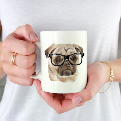 Pug Black Glasses Ceramic Mug Image 1