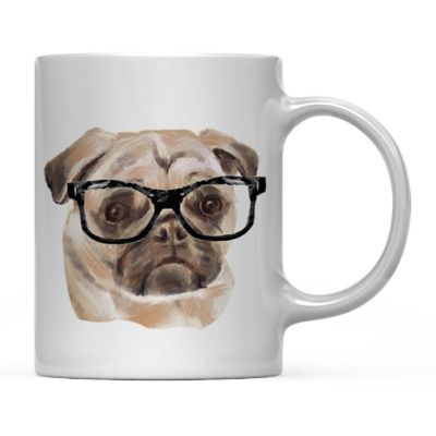 Pug Black Glasses Ceramic Mug Image 2