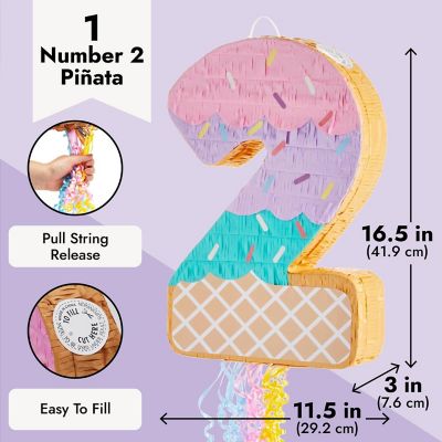 Pull String Number 2 Ice Cream Pinata for Two Sweet Birthday ...