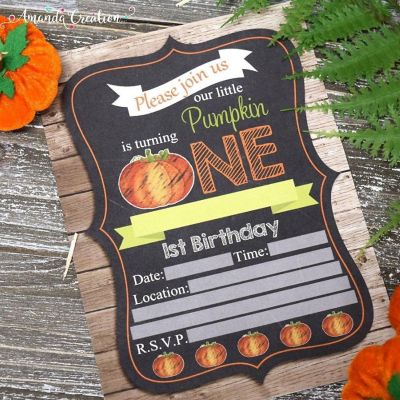 Pumpkin 1st Birthday Invitations 40pcs. by AmandaCreation Image 1