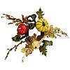 Pumpkin  Berries  Foliage and Pine Cone Fall Harvest Wreath - 13 inch  Unlit Image 1